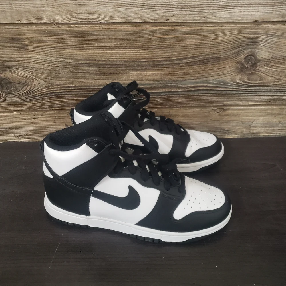 New Nike Dunk High Black White Sneakers Size 8 Womens Streetwear Casual Everyday